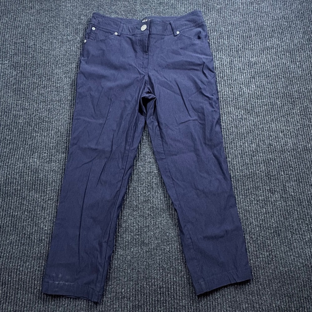 89th & Madison Pants Womens 10 Navy Blue Straight Leg Stretch Workwear Trousers
